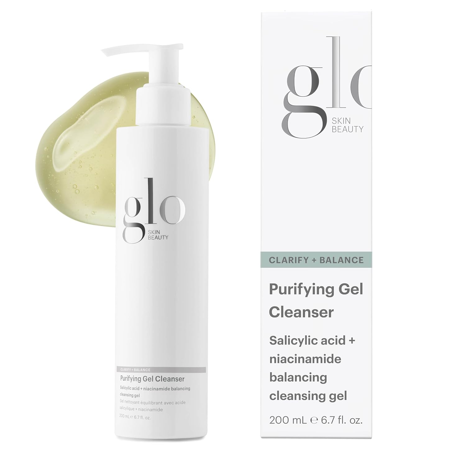 Glo Skin Beauty Purifying Gel Cleanser - Salicylic Acid + Niacinamide Face Wash Balances Skin, Targets Clogged Pores, Excess Oil & Breakouts - Gently Exfoliates & Minimizes Appearance of Fine Lines