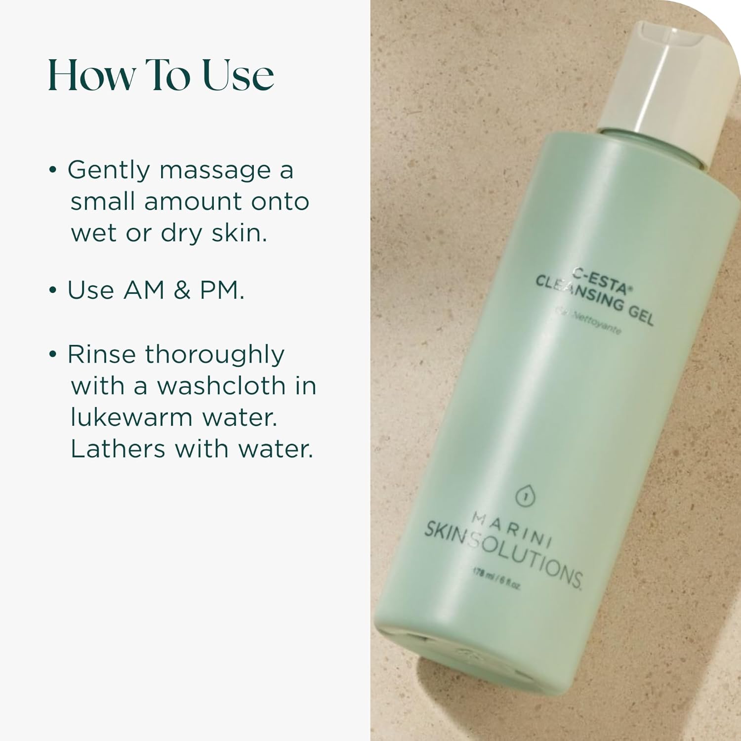 Marini SkinSolutions C-ESTA Cleansing Gel - Vitamin C Face Cleanser with DMAE - Cruelty Free - Made in the USA - 6 fl oz